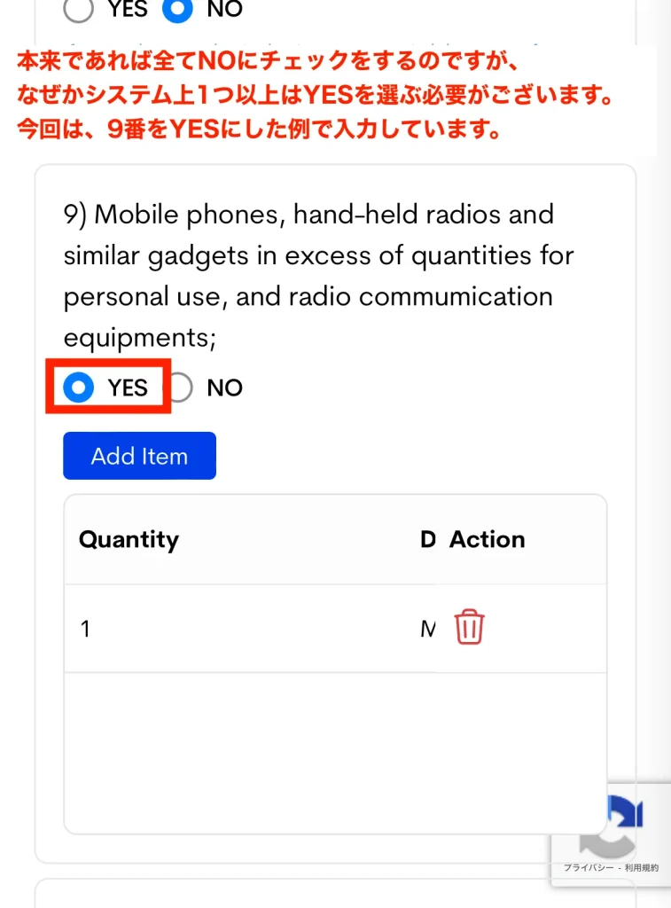 オンライン税関申告が必要な方の手続き画面11