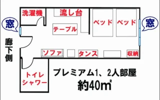 (Stargate/スターゲイト) プレミアム1・2人部屋　配置図