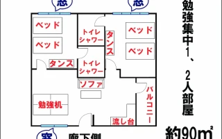 (Stargate/スターゲイト) 勉強集中1・2人部屋　配置図